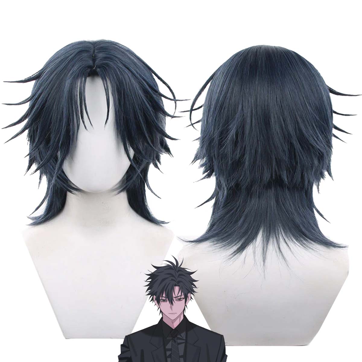 Anime Cosplay Blue Hair - Peluca de Cosplay para Hombre Anime