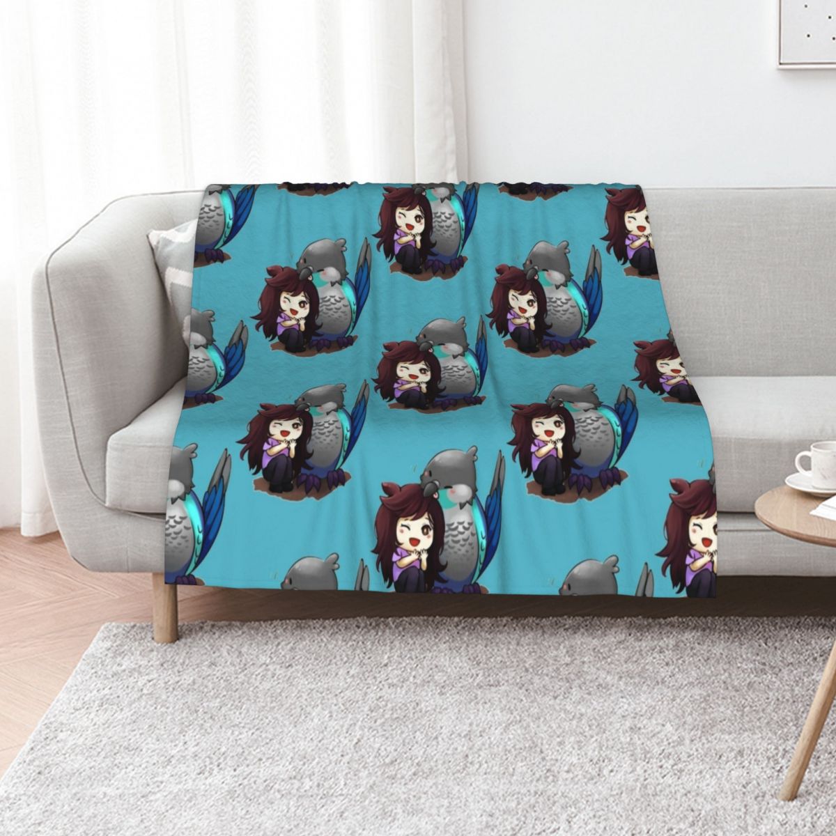 Anime Cosplay Idea - Manta decorativa con motivos de pájaros,