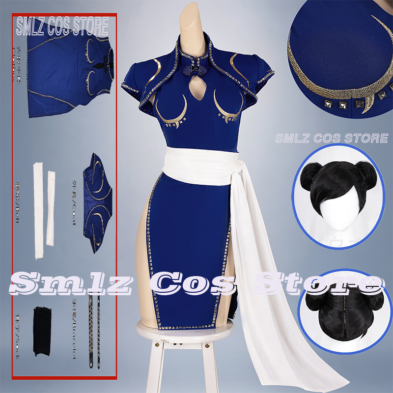 Anime Cosplay Ladies - Disfraz de Cosplay de Chun-Li Azul,