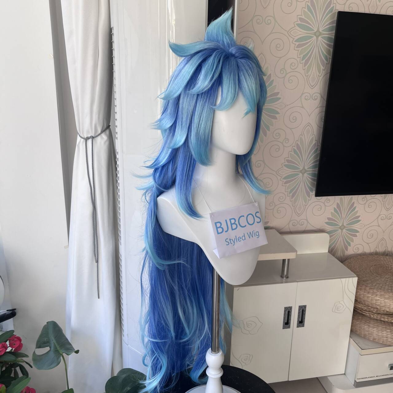 Peluca de Cosplay Idia, Peluca - Anime Cosplay Blue Hair reseña y precio